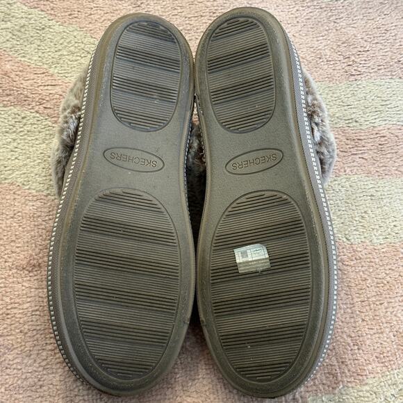 Skechers Cozycore Campfire Fresh Toast Slippers Dark Taupe Faux Fur Lined Hygge - Picture 7 of 8